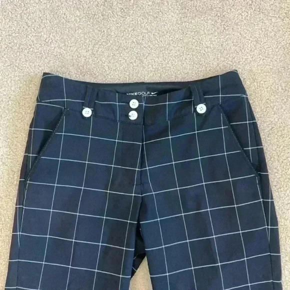 ⭐️ Nike Golf Windowpane Plaid Dri Fit Capri Black pants in size 0 - Picture 2 of 6